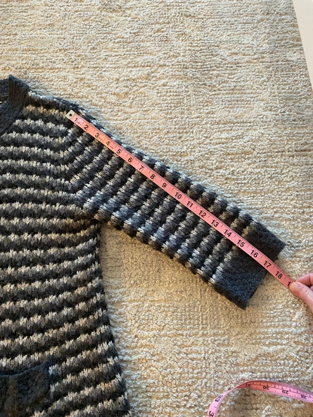 Collection Dress Barn Striped Knit Open Cardigan in Charcoal and Light Gray - XL